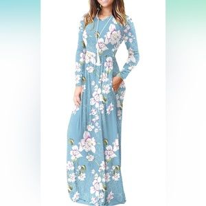 Dearcase Full Length Long Sleeve Maxi Dress with Pockets Size M